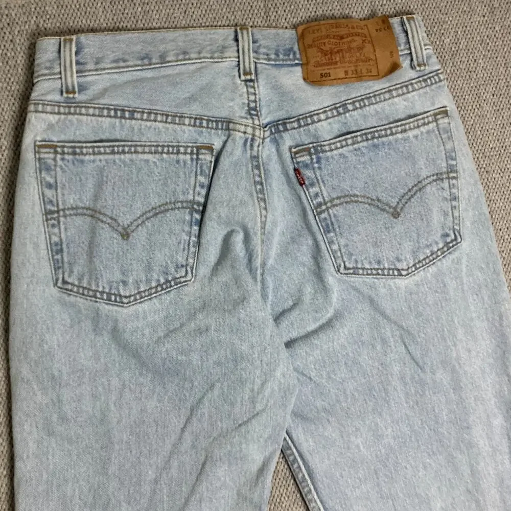 Vtg Levi's 501XX Jeans Men's 32X34 Light Wash Fade USA Made Button Fly‎ 95